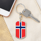 Norway Flag Swivel Keychain Dog Tag Stainless Steel or 18k Gold-Express Your Love Gifts