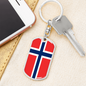 Norway Flag Swivel Keychain Dog Tag Stainless Steel or 18k Gold-Express Your Love Gifts