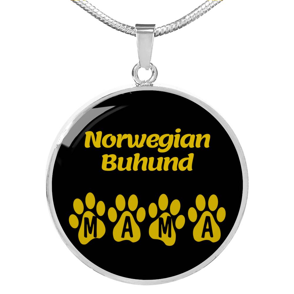 Norwegian Buhund Mama Circle Necklace Stainless Steel or 18k Gold 18-22" Dog Owner Lover-Express Your Love Gifts