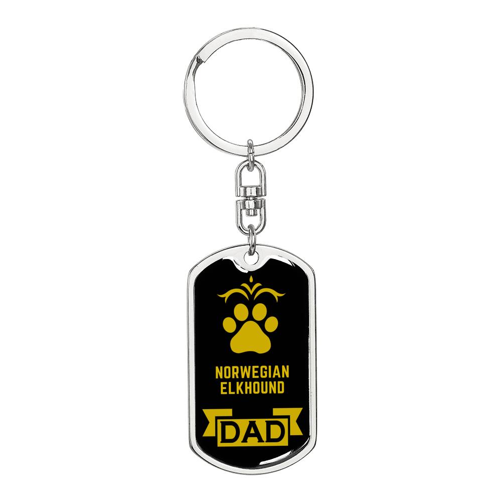 Norwegian Elkhound Keychain Stainless Steel or 18k Gold-Express Your Love Gifts
