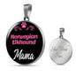 Norwegian Elkhound Mama Necklace Circle Pendant Stainless Steel or 18k Gold 18-22" Dog Mom Pendant-Express Your Love Gifts