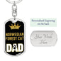 Norwegian Forest Cat Cat Dad King Keychain Stainless Steel or 18k Gold-Express Your Love Gifts