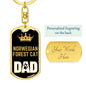 Norwegian Forest Cat Cat Dad King Keychain Stainless Steel or 18k Gold-Express Your Love Gifts
