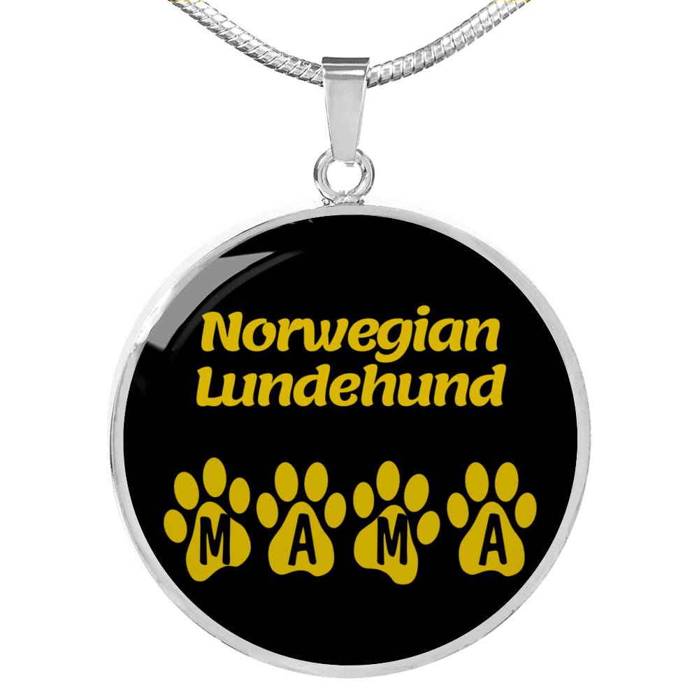 Norwegian Lundehund Mama Circle Necklace Stainless Steel or 18k Gold 18-22" Dog Owner Lover-Express Your Love Gifts