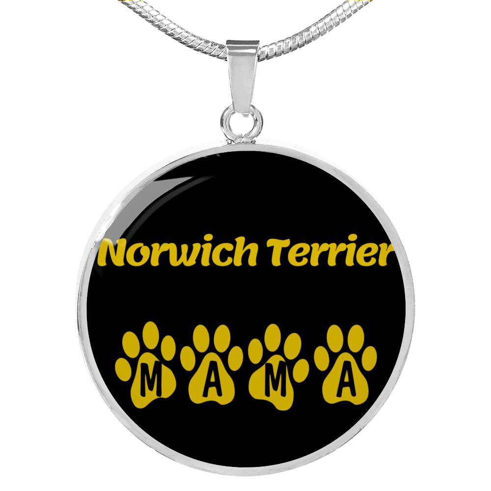 Norwich Terrier Mama Circle Necklace Stainless Steel or 18k Gold 18-22" Dog Owner Lover-Express Your Love Gifts