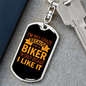 Not A Crazy Biker Keychain Stainless Steel or 18k Gold Dog Tag Keyring-Express Your Love Gifts
