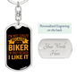 Not A Crazy Biker Keychain Stainless Steel or 18k Gold Dog Tag Keyring-Express Your Love Gifts