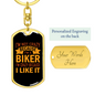 Not A Crazy Biker Keychain Stainless Steel or 18k Gold Dog Tag Keyring-Express Your Love Gifts