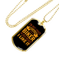 Not A Crazy Biker Necklace Stainless Steel or 18k Gold Dog Tag 24"-Express Your Love Gifts