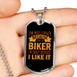 Not A Crazy Biker Necklace Stainless Steel or 18k Gold Dog Tag 24"-Express Your Love Gifts
