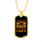 Not A Crazy Biker Necklace Stainless Steel or 18k Gold Dog Tag 24"-Express Your Love Gifts