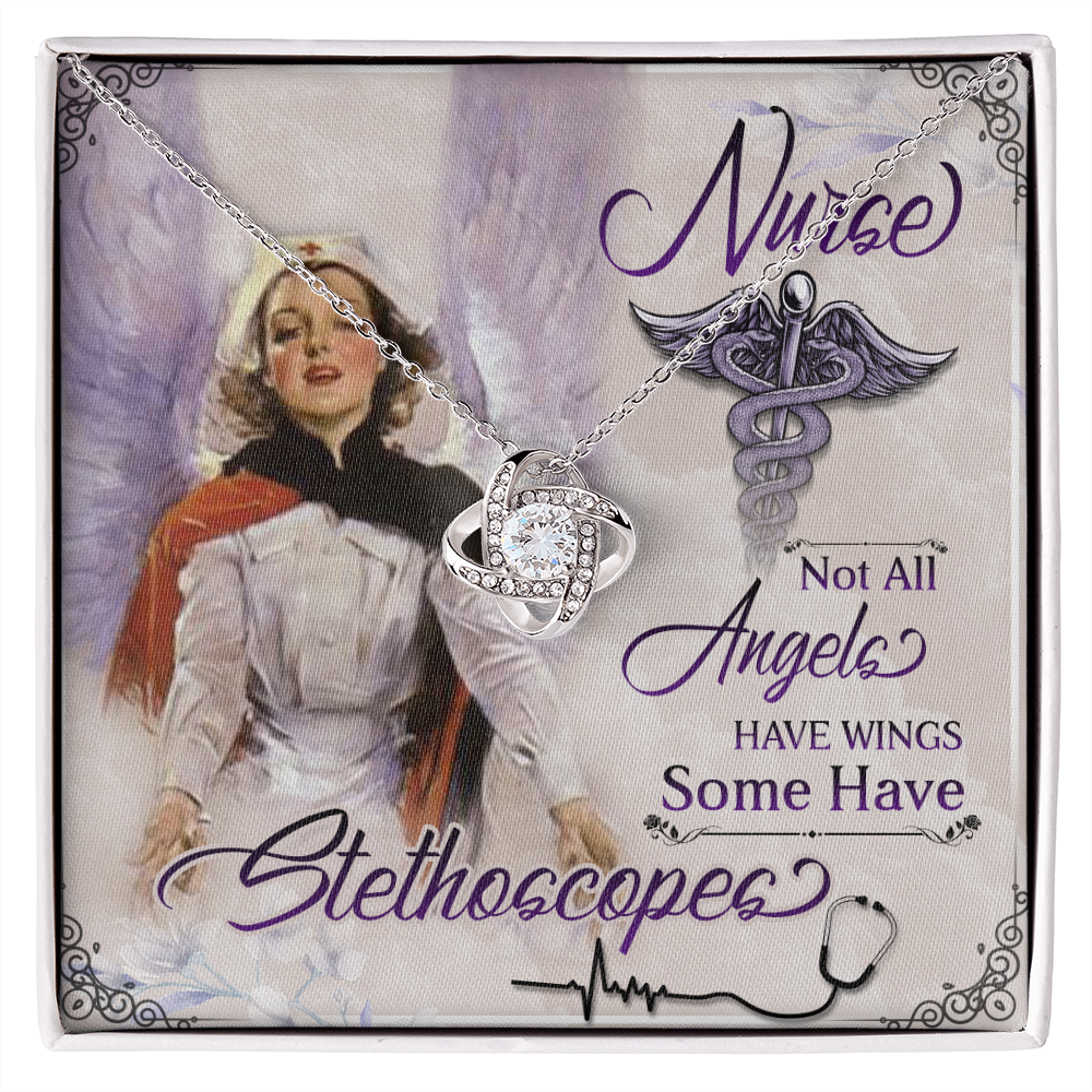Not All Angels Have Wings Healthcare Medical Worker Nurse Appreciation Gift Infinity Knot Necklace Message Card-Express Your Love Gifts