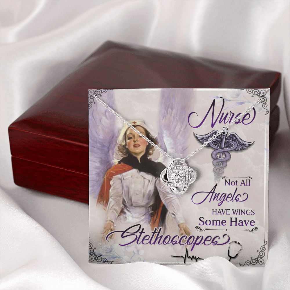 Not All Angels Have Wings Healthcare Medical Worker Nurse Appreciation Gift Infinity Knot Necklace Message Card-Express Your Love Gifts