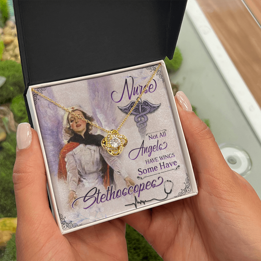 Not All Angels Have Wings Healthcare Medical Worker Nurse Appreciation Gift Infinity Knot Necklace Message Card-Express Your Love Gifts