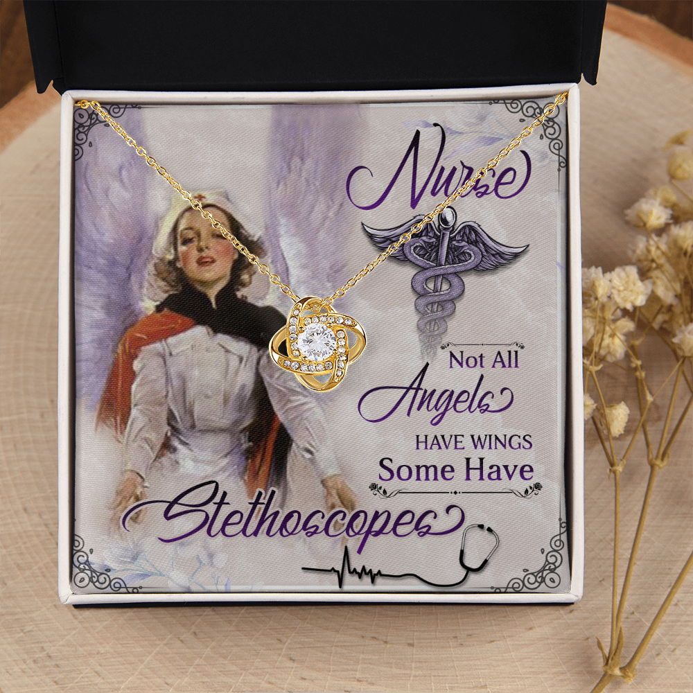 Not All Angels Have Wings Healthcare Medical Worker Nurse Appreciation Gift Infinity Knot Necklace Message Card-Express Your Love Gifts