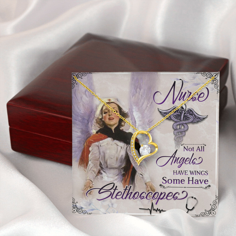 Not All Angels Have Wings Some Have Wings Healthcare Medical Worker Nurse Appreciation Gift Forever Necklace w Message Card-Express Your Love Gifts