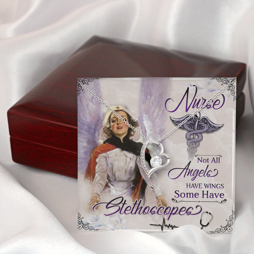 Not All Angels Have Wings Some Have Wings Healthcare Medical Worker Nurse Appreciation Gift Forever Necklace w Message Card-Express Your Love Gifts