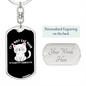 Not Cat Hair Keychain Stainless Steel or 18k Gold Dog Tag Keyring-Express Your Love Gifts