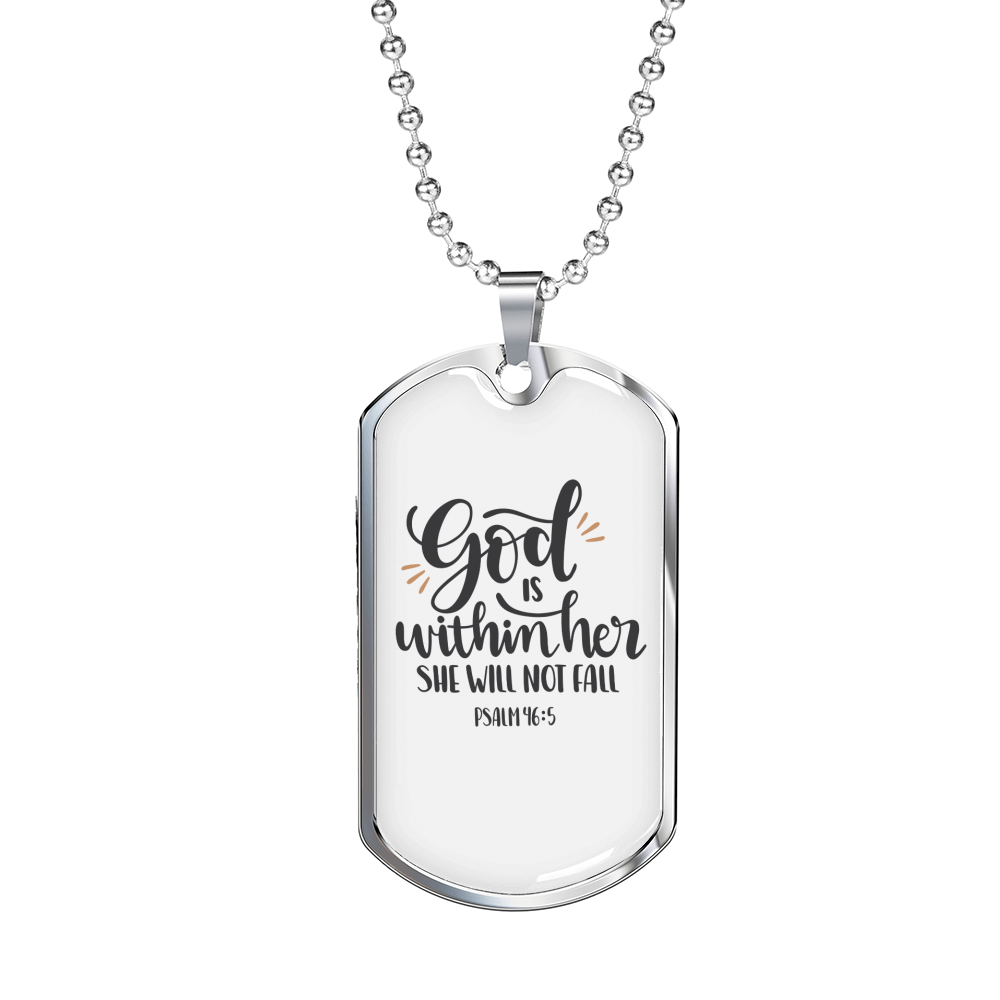 Not Fail Christian Necklace Stainless Steel or 18k Gold Dog Tag 24" Chain-Express Your Love Gifts