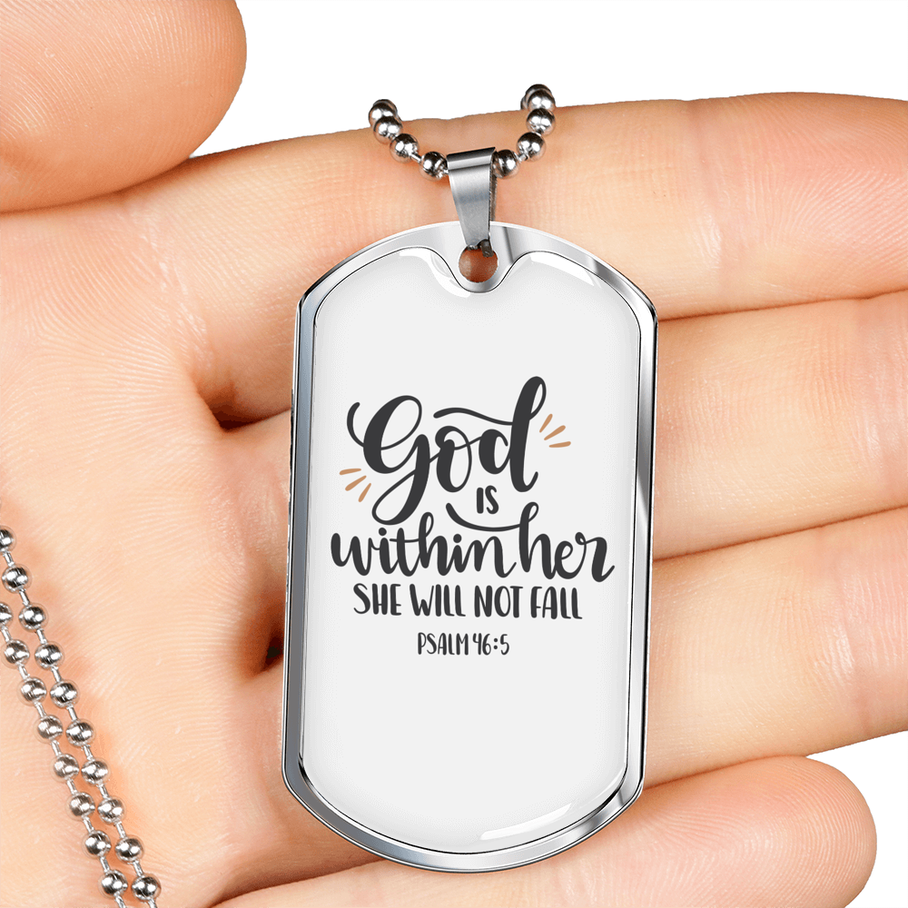 Not Fail Christian Necklace Stainless Steel or 18k Gold Dog Tag 24" Chain-Express Your Love Gifts