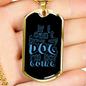 Not Going Witout My Dog Blue Necklace Stainless Steel or 18k Gold Dog Tag 24" Chain-Express Your Love Gifts