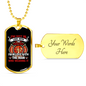 Not In Uniform Firefighter Gift Stainless Steel or 18k Gold Dog Tag 24" Chain-Express Your Love Gifts