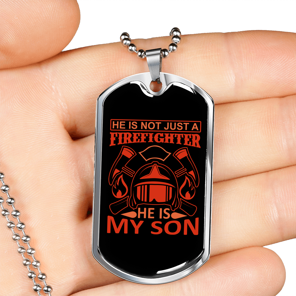Not Just A Firefighter Gift Stainless Steel or 18k Gold Dog Tag 24" Chain-Express Your Love Gifts