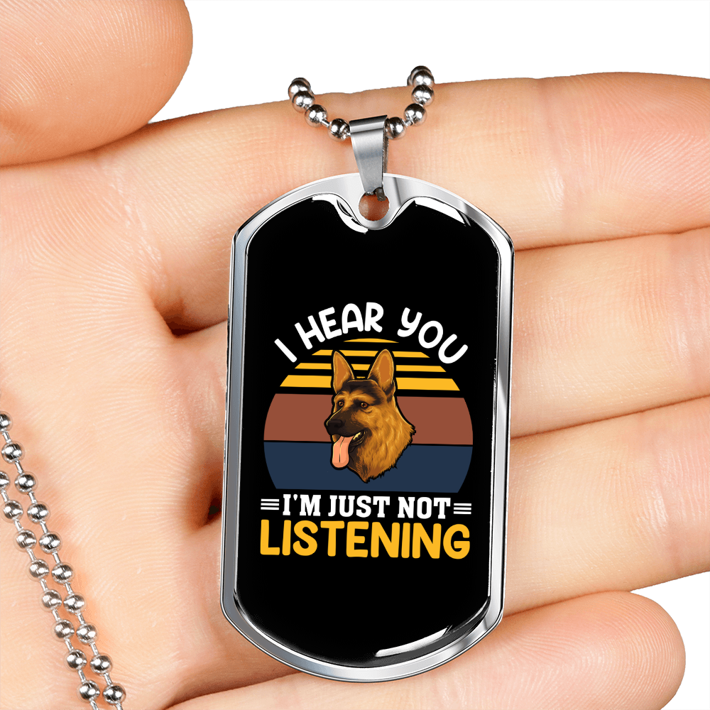 Not Listening Necklace Stainless Steel or 18k Gold Dog Tag 24" Chain-Express Your Love Gifts
