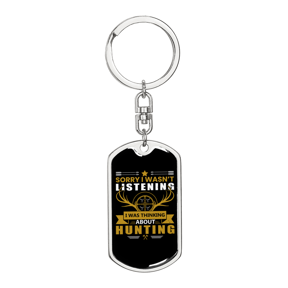 Not Listening Only Thinking Keychain Stainless Steel or 18k Gold Dog Tag Keyring-Express Your Love Gifts