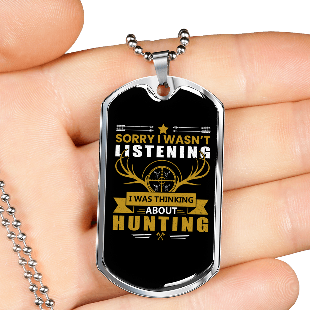 Not Listening Only Thinking Necklace Stainless Steel or 18k Gold Dog Tag 24" Chain-Express Your Love Gifts