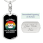 Not My Problem Cat Keychain Stainless Steel or 18k Gold Dog Tag Keyring-Express Your Love Gifts