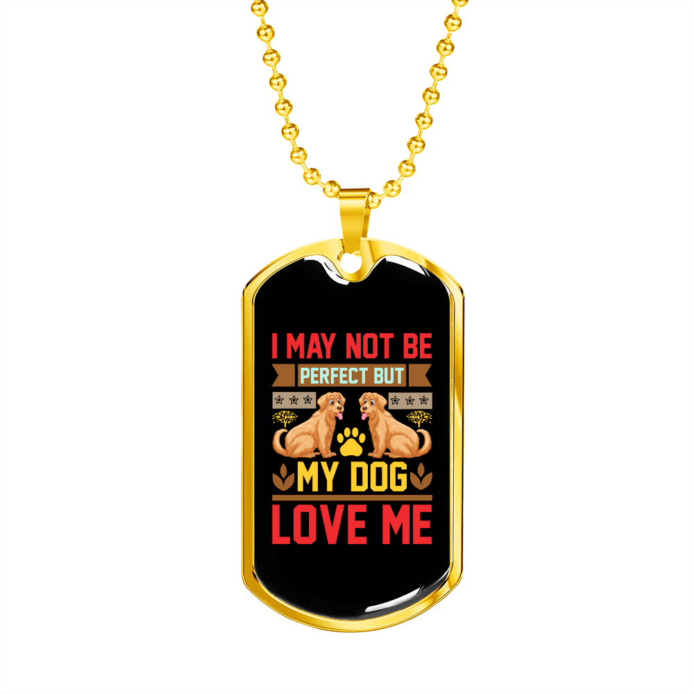 Not Perfect Necklace Stainless Steel or 18k Gold Dog Tag 24" Chain-Express Your Love Gifts