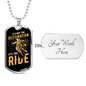 Not The Destination It'S The Ridebiker Necklace Stainless Steel or 18k Gold Dog Tag 24"-Express Your Love Gifts