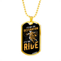 Not The Destination It'S The Ridebiker Necklace Stainless Steel or 18k Gold Dog Tag 24"-Express Your Love Gifts
