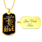 Not The Destination It'S The Ridebiker Necklace Stainless Steel or 18k Gold Dog Tag 24"-Express Your Love Gifts