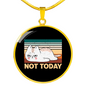 Not Today Cat Circle Necklace Stainless Steel or 18k Gold 18-22"-Express Your Love Gifts
