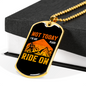 Not Today Cycling Necklace Stainless Steel or 18k Gold Dog Tag 24"-Express Your Love Gifts