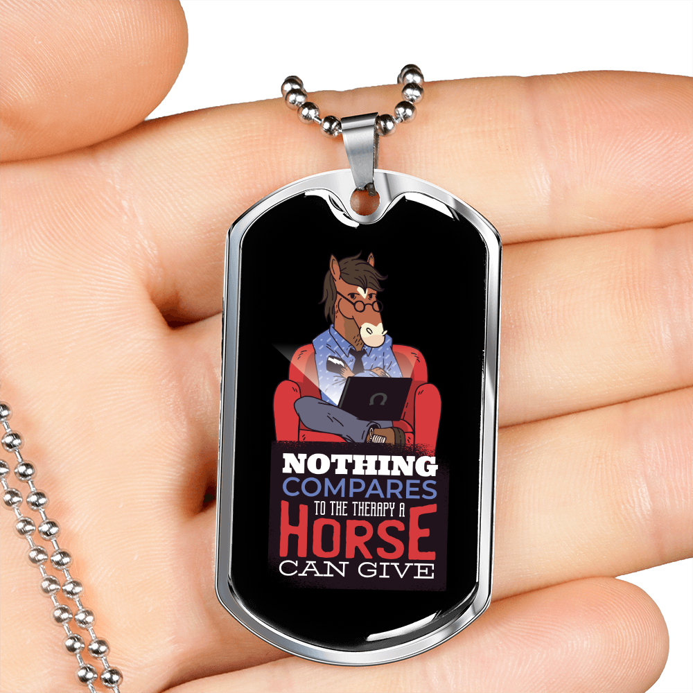 Nothing CompAres Horse Threaphy Horse Necklace Stainless Steel or 18k Gold Dog Tag 24" Chain-Express Your Love Gifts