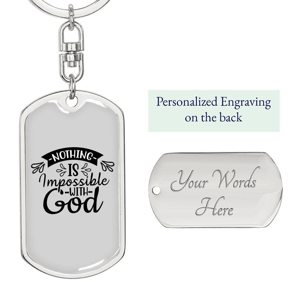 Nothing Is Impossible Keychain Stainless Steel or 18k Gold Dog Tag Keyring-Express Your Love Gifts
