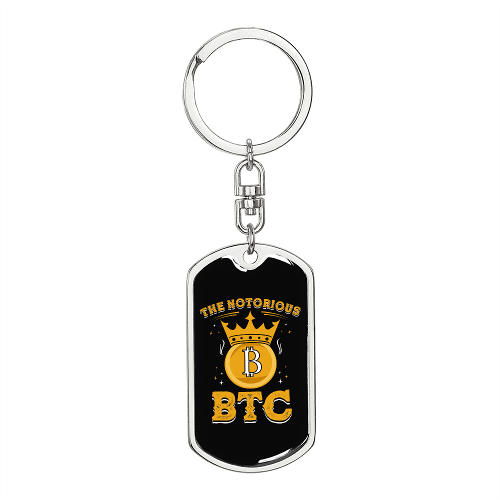 Notorious BTC Crypto Keychain Stainless Steel or 18k Gold Dog Tag Keyring-Express Your Love Gifts