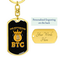Notorious BTC Crypto Keychain Stainless Steel or 18k Gold Dog Tag Keyring-Express Your Love Gifts