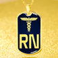 Nurse Gift Caduceus Necklace Dog Tag Stainless Steel or 18k Gold Dog Tag W 24"-Express Your Love Gifts