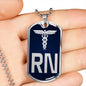 Nurse Gift Caduceus Necklace Dog Tag Stainless Steel or 18k Gold Dog Tag W 24"-Express Your Love Gifts