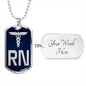 Nurse Gift Caduceus Necklace Dog Tag Stainless Steel or 18k Gold Dog Tag W 24"-Express Your Love Gifts