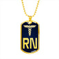 Nurse Gift Caduceus Necklace Dog Tag Stainless Steel or 18k Gold Dog Tag W 24"-Express Your Love Gifts