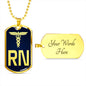 Nurse Gift Caduceus Necklace Dog Tag Stainless Steel or 18k Gold Dog Tag W 24"-Express Your Love Gifts