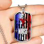 Nurse Gift Patriotic Nurse Stainless Steel or 18k Gold Dog Tag W 24"-Express Your Love Gifts