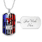 Nurse Gift Patriotic Nurse Stainless Steel or 18k Gold Dog Tag W 24"-Express Your Love Gifts