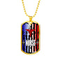Nurse Gift Patriotic Nurse Stainless Steel or 18k Gold Dog Tag W 24"-Express Your Love Gifts