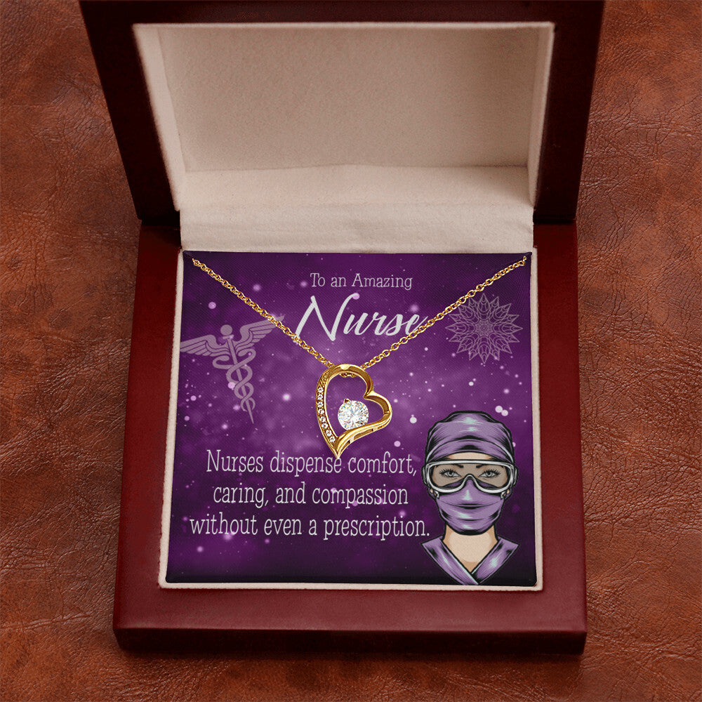 Nurse RN Caduceus Healthcare Medical Worker Nurse Appreciation Gift Forever Necklace w Message Card-Express Your Love Gifts